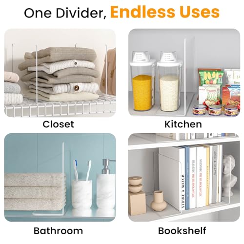 Shelf Dividers for Closet Organization: 8 Pack 10" x 12" Clear Acrylic Divider Organizer for Shelves - Free-Standing to Keep Clothes, Towels & Purses Upright - Fits Any Shelf Thickness