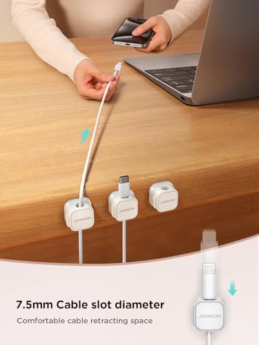 JOYROOM 6 Pack Magnetic Cable Clips, Cord Organizer Adhesive Wire Holder | Home Nightstand Office Desk Accessories, Car Wall Organization, Phone Charger Cord Holder Management, Cable Smooth Adjustable