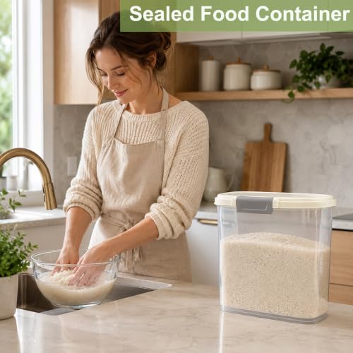 Large Rice Storage Container 15-20 Lbs, Tall Flour Container Dry Food Bin