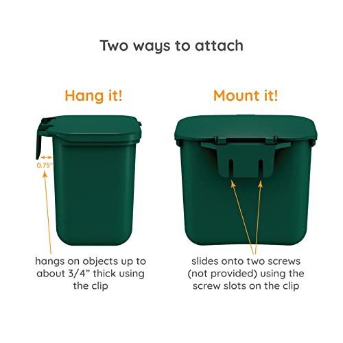Small Hanging Wastebasket for Dog Poop in Green (Holds 7-14 Bags)