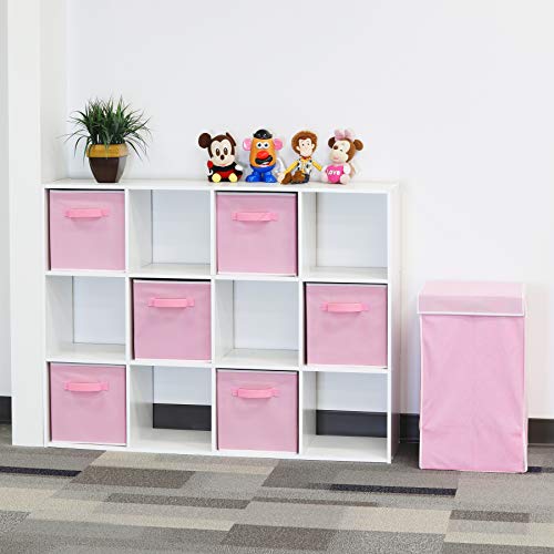 Simple Houseware 11-Inch Foldable Cube Storage Bins, Pink, 6-Pack | Lightweight & Durable Structure Fabric Cubes Organizer for Closet or Shelves