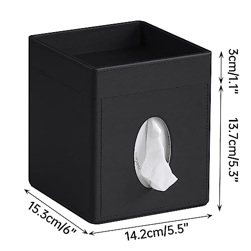 PU Leather Tissue Box Cover Square Tissue Box Holder Tissue Holder | Magnetic Closure, Storage Tray, For Bathroom Night Stands Office Desk Decorative Oganizer