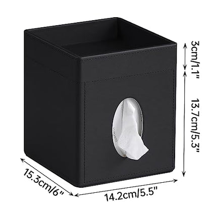 PU Leather Tissue Box Cover Square Tissue Box Holder Tissue Holder | Magnetic Closure, Storage Tray, For Bathroom Night Stands Office Desk Decorative Oganizer