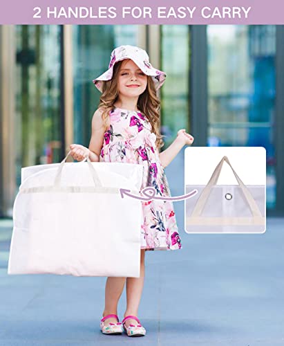 SLEEPING LAMB Clear Garment Bag for Dance Costume Kids 50 Inch Hanging Clothes Cover for Closet Storage With 4 Large Zipper Pockets for Ballet, Theatre, Competitions, 3 Packs, White