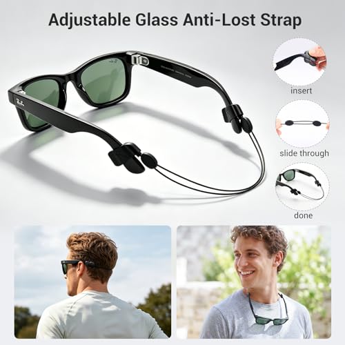 CoBak Carrying Case for Ray-Ban Meta & Oakley Smart Glasses, with 4 in 1 Accessories Kit - Case, Carabiner, Strap and Ear Cushion, Fits Wayfarer, Skyler and Most Sunglasses Portable Protective Storage