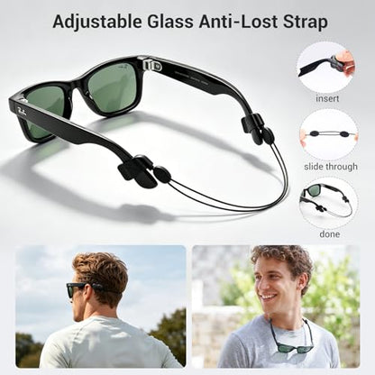 CoBak Carrying Case for Ray-Ban Meta & Oakley Smart Glasses, with 4 in 1 Accessories Kit - Case, Carabiner, Strap and Ear Cushion, Fits Wayfarer, Skyler and Most Sunglasses Portable Protective Storage