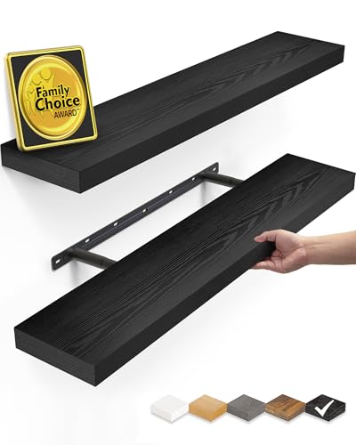 Floating Shelves for Wall, 22.5 inches Black Wall... (2 Count | Engineered Wood)