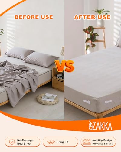 eZAKKA Bed Sheet Holders for Corners, 4-Pack Heavy-Duty Sheet Clips, White | Upgrade Mattress Clips with Secure Locks, Keep Bed Sheets Firm & Tight, White Fasteners for All Mattress Sizes
