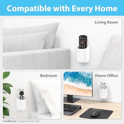 TotalMount Drop-Free Remote Holders – Removable Adhesive – White (2 Pack) | Designed in the USA – Simply Put the Remote In – No Tricky Magnet Alignment Needed
