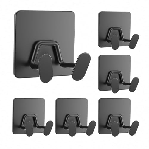 Adhesive Shower Hooks for Inside - Extra Sticky St... (Black | Metal)