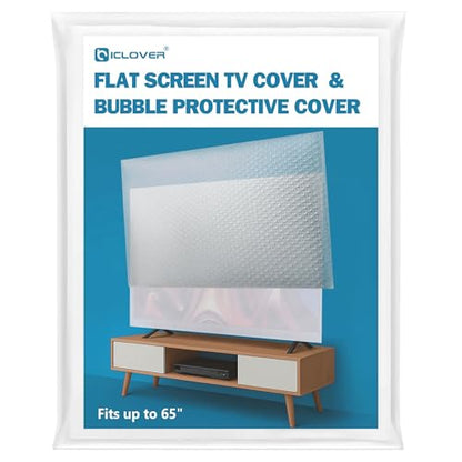 Foam Flat Screen TV Cover and Bubble TV Protective Cover, Fits Up to 65" TV | 65"W X 37"H, 1×Foam and 1×Bubble, Flat Screen TV Protection Bubble Wrap for TV Moving, Storing, Packing or Home Renovation
