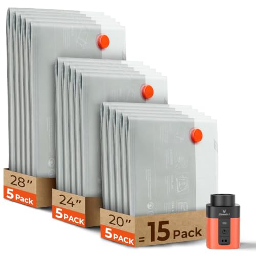 15 Combo Vacuum Storage Bags for Travel with Wirel... (15 Count)