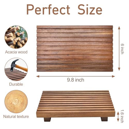 Acacia Wood Risers for Bathroom Tray Kitchen Counter Decor Sink Soap Dish | Decorative Sponge Holder for Kitchen Sink Bathroom Countertop Vanity Toilet Decor Lotion Tray Wooden Pedestal Soap Holder