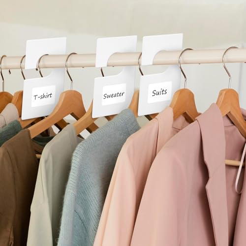 32 Pack Closet Dividers for Hanging Clothes Clothing Size Dividers,Size Markers for Clothing White Clothings Rack Reusable Closet Separators with 40 Labels Rectangular Clothings Closets Divider
