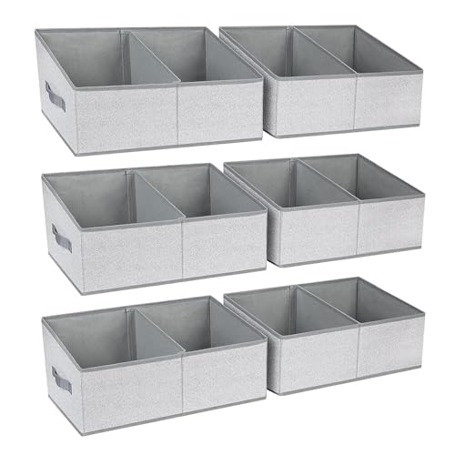 Large Closet Shelf Organizer Bins 6 Packs with Han... (Silver Gray | fabric)