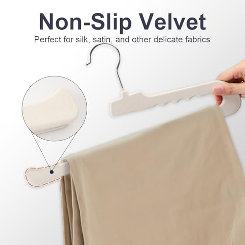 Velvet Pants Hangers - 16 Pack White Non Slip Open Ended Hanger with 360 Swivel Hook - Closet Space Saving Hanger for Heavy Pants, Jeans, Trousers, Scarf