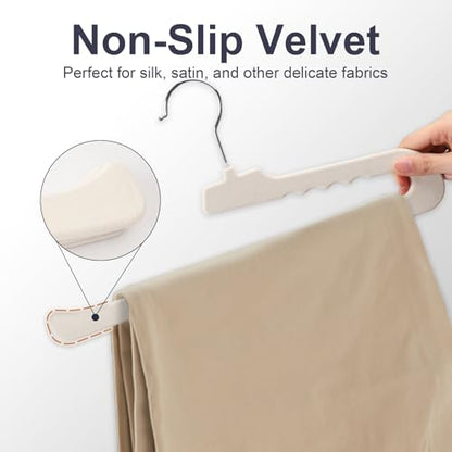 Velvet Pants Hangers - 16 Pack White Non Slip Open Ended Hanger with 360 Swivel Hook - Closet Space Saving Hanger for Heavy Pants, Jeans, Trousers, Scarf