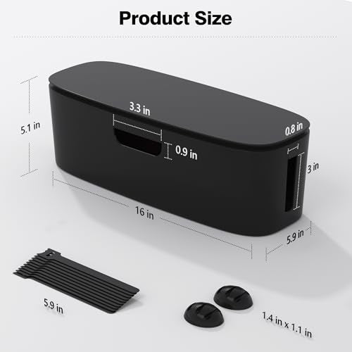 Cable Management Box, Large Cord Organizer Box to Hide Power Strip | Under Desk Cable Management, TV Computer Wires Cable Organizer, Desk Cord Hider, Baby Proofs, for Home/Office