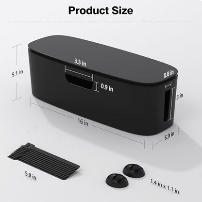Cable Management Box, Large Cord Organizer Box to Hide Power Strip | Under Desk Cable Management, TV Computer Wires Cable Organizer, Desk Cord Hider, Baby Proofs, for Home/Office