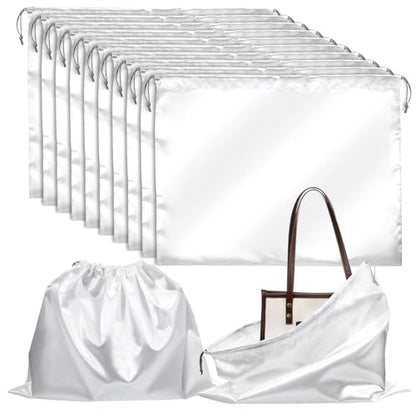 SHENLIU 10Pcs Dust Bags for Handbags, Dust Cover Bag for Handbags Purses Shoes Boots, Silk Dustproof Drawstring Bag Travel Storage Pouch (White, 19.6 × 15.7 in)