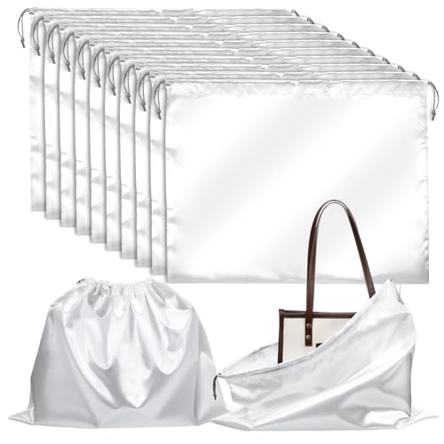 SHENLIU 10Pcs Dust Bags for Handbags, Dust Cover Bag for Handbags Purses Shoes Boots, Silk Dustproof Drawstring Bag Travel Storage Pouch (White, 19.6 × 15.7 in)