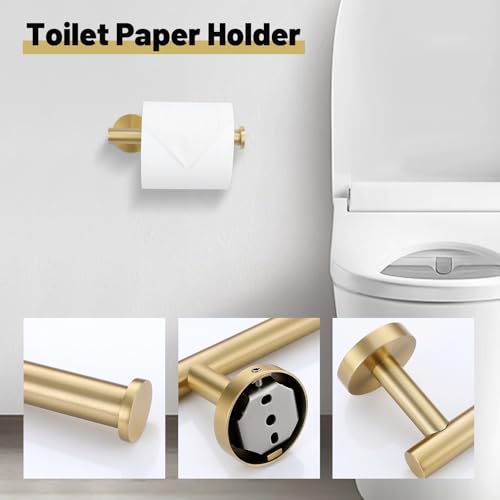 Brushed Gold Towel Bar Set 10 Pieces Bathroom Hardware Accessories Set Towel Rack Set for Bathroom SUS304 Stainless Steel Toilet Paper Holder Wall Mounted, 23.6 Inch