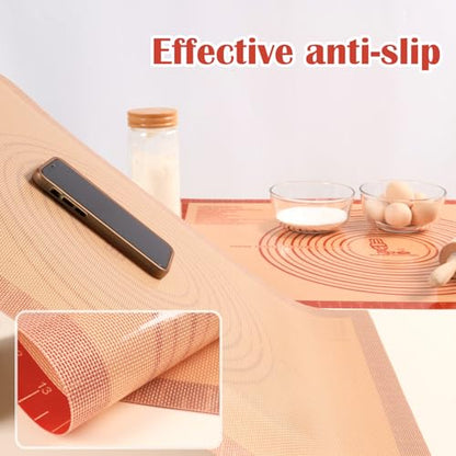 Non-slip Silicone Pastry Mat Extra Large Measurements 36''x 24'' Baking Mat | Silicone Baking Mat Counter/Dough Rolling/Oven Liner/Fondant/Pie Crust Sourdough Bread Baking Supplies（Red）