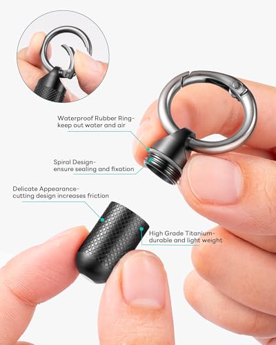 TISUR Small Keychain Pill Holder Case Titanium Pocket Pill Container | Mini Portable Travel Pill Bottle,Metal Durable Pill Box Case Black