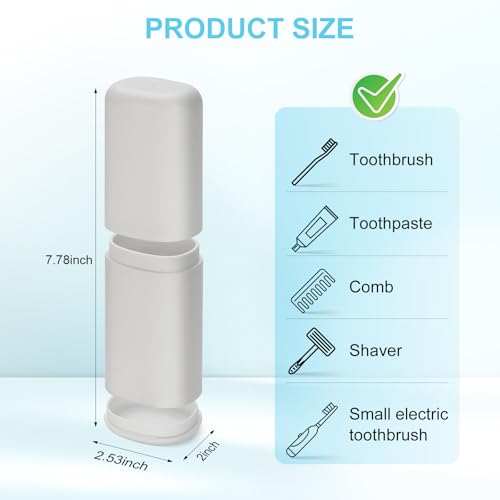 Travel Toothbrush and Toothpaste Case, 2 in 1 Gray Toothbrush Holder and Rinse Cup, Large Capacity Toothbrush Cup with Cover, Portable Toothbrush Holder for Traveling, Camping, Trip - 2PCS