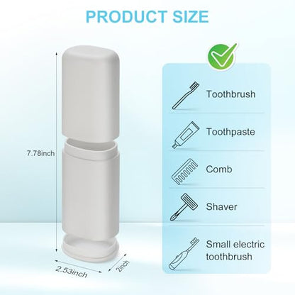 Travel Toothbrush and Toothpaste Case, 2 in 1 Gray Toothbrush Holder and Rinse Cup, Large Capacity Toothbrush Cup with Cover, Portable Toothbrush Holder for Traveling, Camping, Trip - 2PCS