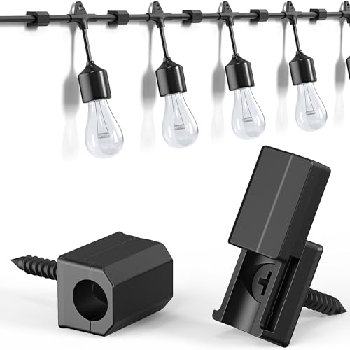 Hooks for Outdoor String Lights Clips, Christmas L... (30 Count | Black)
