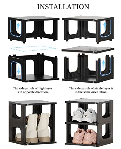 HAIXIN 5-Tier Shoe Rack for Small Spaces Narrow Shoe Organizer | for tight spots, dorms, rvs, stack multiple tiers, removable shelves for boots, narrow size for kids, women, modular design