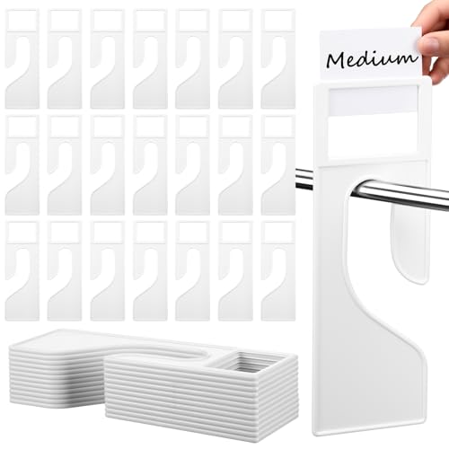 25 Pack Clothing Rack Size Dividers with Labels, L... (25 Count | White | Plastic)