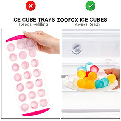ZOOFOX 200 Pack Reusable Ice Cubes for Drinks, Colored Plastic, Round for Cocktails, Wine, Beer, Beverage or Coffee, BPA Free, Refreezable