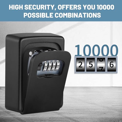 Key Lock Box for Outside - Sturdy and Durable Lock Box for House Key,5 Key Capacity Lockbox for Keys Outdoor,Waterproof Emergency Spare Key Lockbox with Resettable Code for Home,Garage,Airbnb
