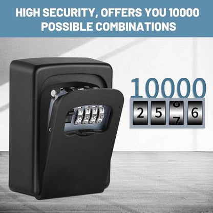Key Lock Box for Outside - Sturdy and Durable Lock Box for House Key,5 Key Capacity Lockbox for Keys Outdoor,Waterproof Emergency Spare Key Lockbox with Resettable Code for Home,Garage,Airbnb