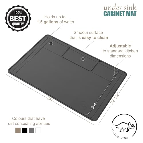 The Original Under Sink Mat - Silicone Waterproof mat, Trimmable, Easy to Clean, Kitchen cabinet liner, Under sink protector mats, Drip Tray with Lip - 34" x 22" or smaller