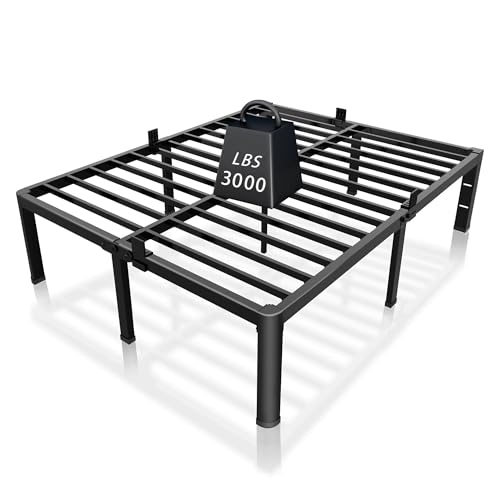 14 Inch King Bed Frame with Rounded Corner & 4 Mat... (Black | Metal)