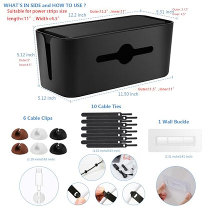 Cable Management Box,Cord Organizer for Home Office Cable Wire Hide,Black | Box for Desk Floor Cable Hide,Cable Box Organizer to Cover The Power Strip Cord Wires