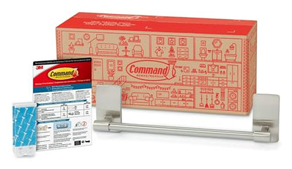 Command Towel Bar with Water Resistant Strips, Organize Your Bathroom, Easy to Open Packaging