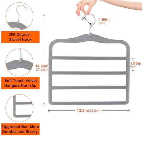 Closet Organizers and Storage, Magic Pants Hangers Space Saving, 4 Tiers Skirt Hangers, Jean Scarf Hangers, Closet Organizer Clothes Hangers, College Dorm Essentials Apartment Essentials-2 Pack