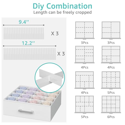 BOLUO Small Closet Organizer Drawers,Underwear and Bra Organizer with Divider for Socks,Fabric College Dorm Storage White