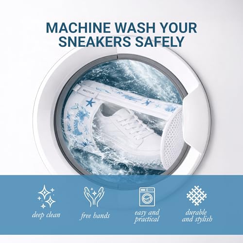 Shoe Washing Machine Bags (2-Pack) – Laundry Bag for Sneakers, Protect Shoes & Washer, Durable Thick Chenille, Reinforced Zipper, Includes Sneaker Brush – Bluehome
