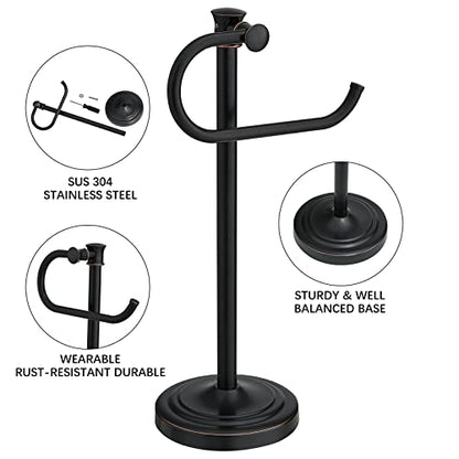 17 Inch Oil Rubbed Bronze Stand Towel Bar Hanger Hand Towel Bar Bathroom Vanity Countertop Towel Holder Free Standing Stainless Steel Towel Ring Hardware Accessories Towel Rack