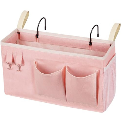 Bedside Caddy, Bedside Storage Bag Hanging Organizer for Bunk Dorm Bed Rail | Bed Caddy with Hooks, Top Bunks and Dorm Essentials for Water, Tissues, Tablets, Books, Phones, Remotes and Other Necessories