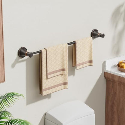 Towel Racks for Bathroom Wall Mounted Bath Towel Bar Oil Rubbed Bronze | Adjustable 16-26 In, Wall Mounted Towel Holder, Stainless Steel, Rustproof, Towel Bar Rod Hanger Hardware Accessories Hotel