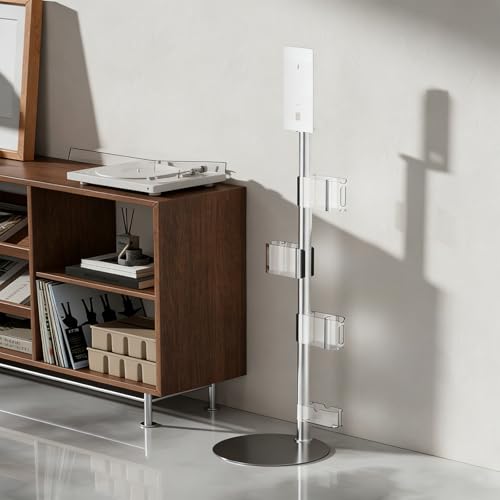 Lasvea Height-Adjustable Vacuum Stand for Dyson V7 V8 V9 V10 V11 V15 Gen5,Stainless Steel Holder with 4 Clips & 9 Accessory Storage,Tool-Free Assembly