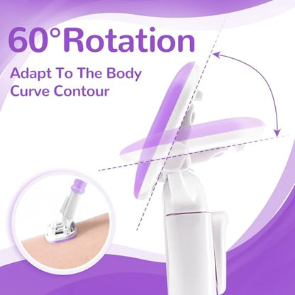 Razors for Women with 2 Handles 14 Cartridges and a Shower Holder, Purple | 5 Premium Blades Women's Razors for Shaving with 360° Lubrication Reduces Irritation