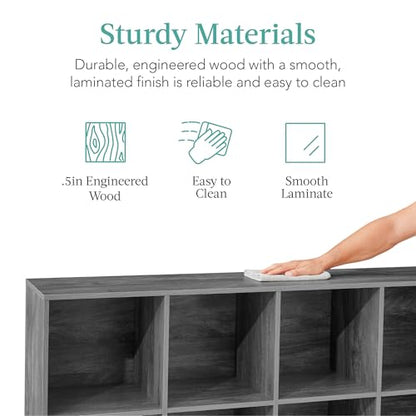 Best Choice Products 8-Cube Storage Organizer, 11in Shelf Opening, Bookcase, Display Shelf, Customizable w/ 3 Removable Back Panels – Dark Gray