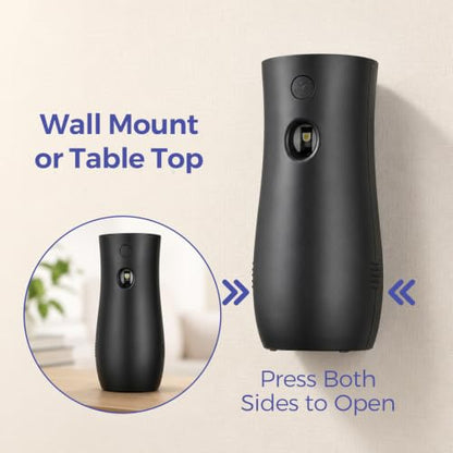 Stardrix Automatic Air Freshener Spray Dispensers 2-Pack, Battery Operated Aerosol Sprayer, Wall Mounted & Freestanding, 3 Auto Scent Release Time Settings for Home and Commercial Place, Black